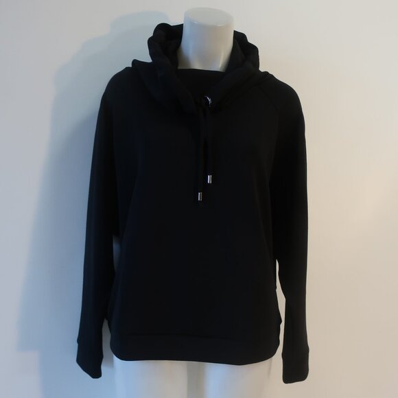 Womens Chico's Black Zenergy Sueded Drawstring Scuba Cowl Neck Pullover 2 US/L - Picture 2 of 10